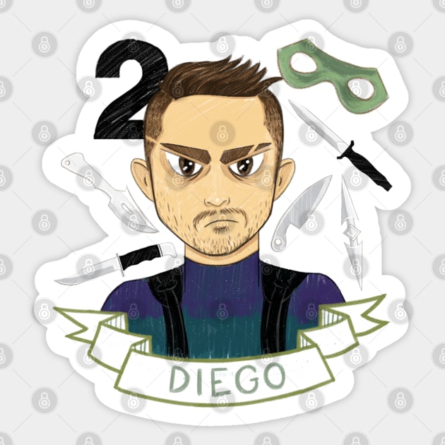 Diego Hargreeves - The Umbrella Academy Sticker by conshnobre